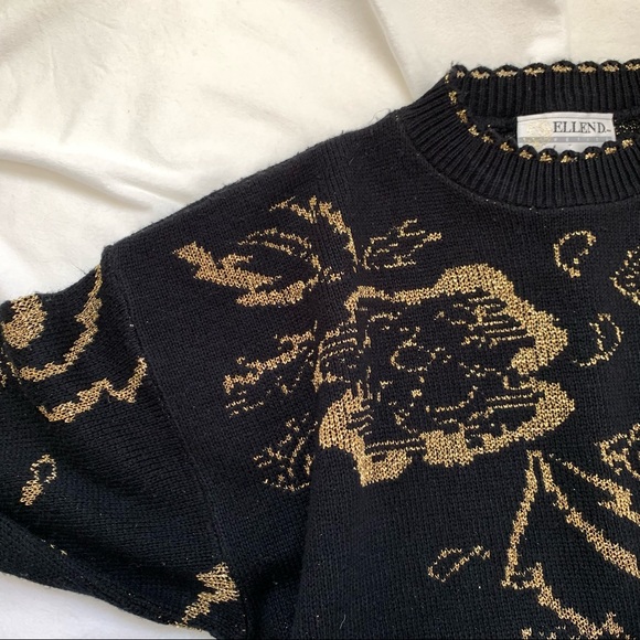 Vintage Black + Gold Crewneck Sweater SZ XL - Picture 3 of 12
